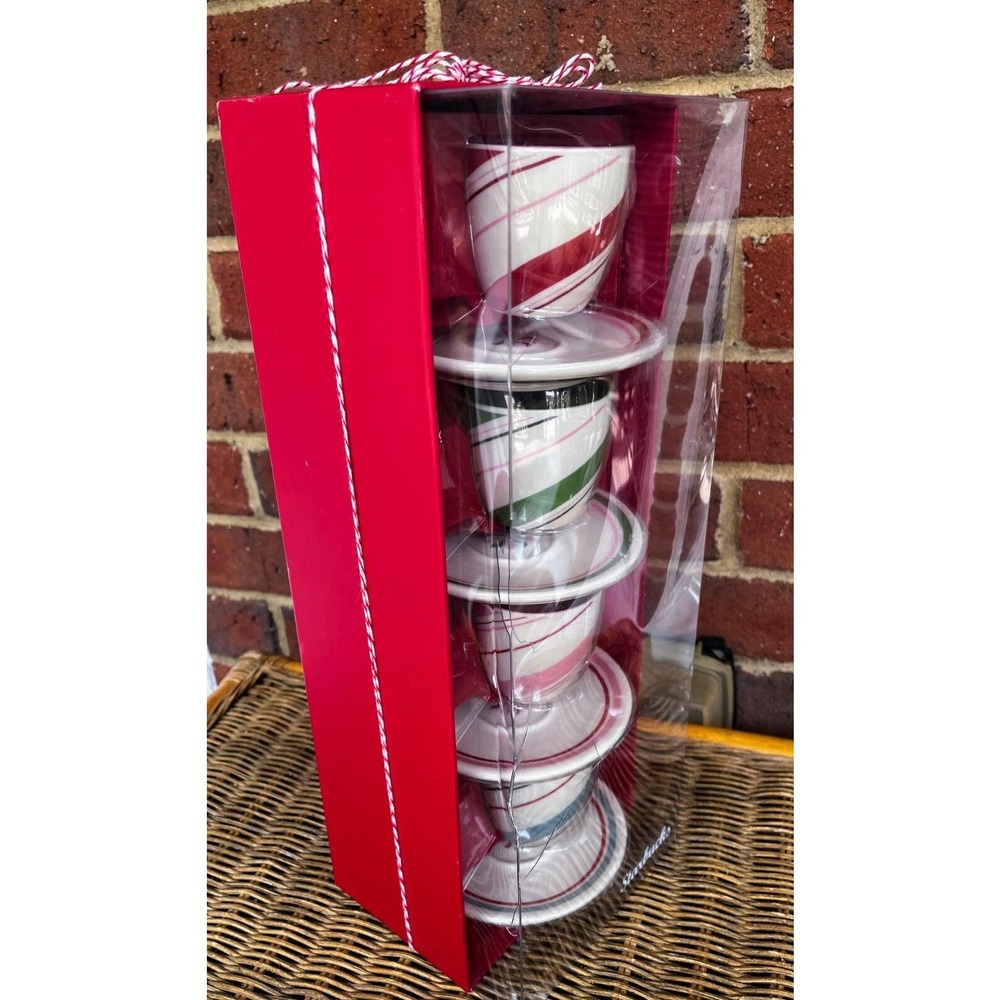 BNIB STARBUCKS COLLECTIBLE ESPRESSO CHRISTMAS GIFT 4 CUP SAUCER SET DAMAGED BOX